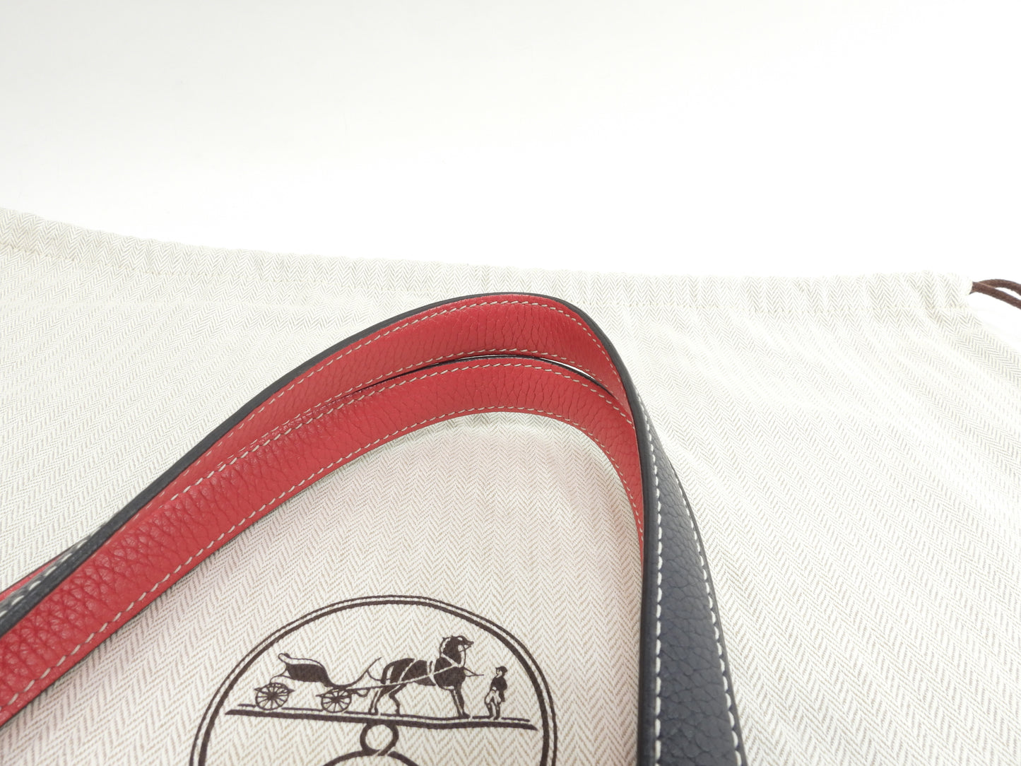 エルメス ドゥブルサンス36 トリヨンクレマンス 紺ピンク トートバッグ ショルダーバッグ 極美品@D