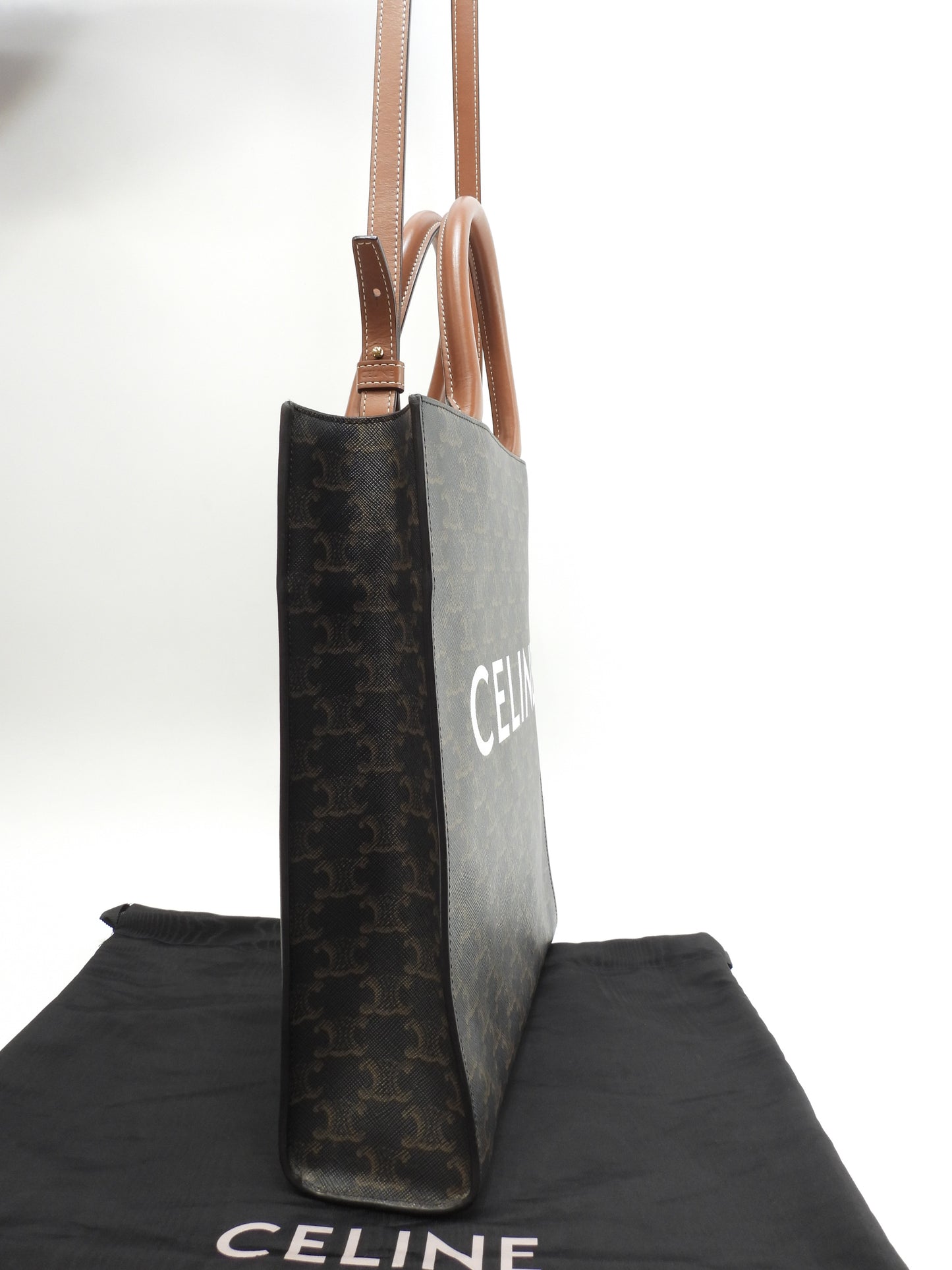 セリーヌ ミディアムバーティカルカバ トリオンフ 黒茶 s付ハンドバッグ トートバッグ 極美品@ 11