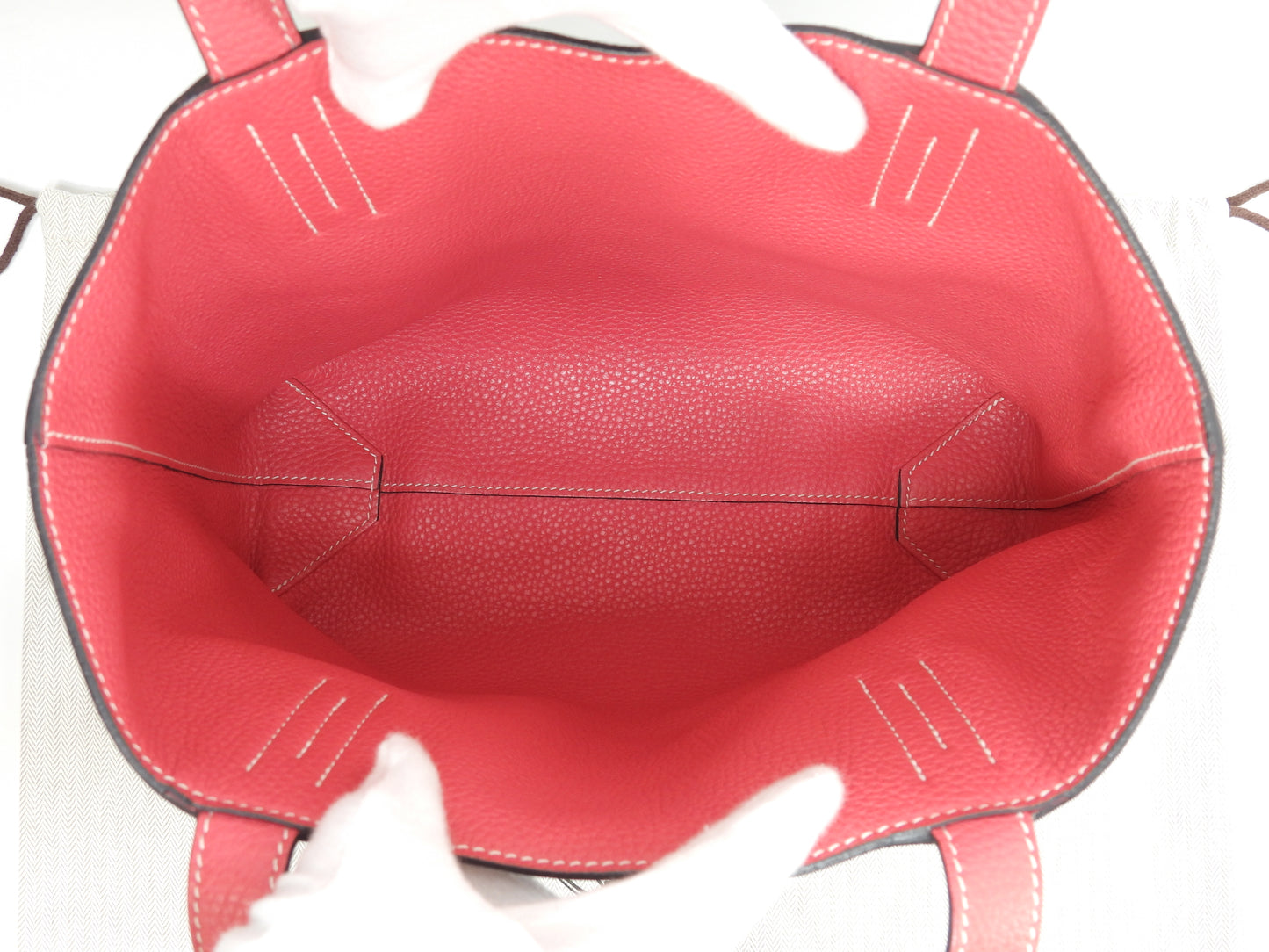 エルメス ドゥブルサンス36 トリヨンクレマンス 紺ピンク トートバッグ ショルダーバッグ 極美品@D