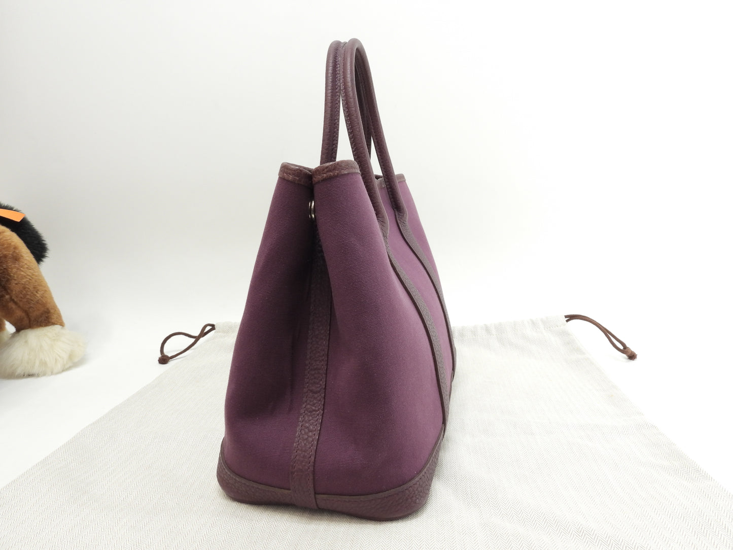 エルメス ガーデンパーティTPM トワルオフィシェ革 紫 ハンドバッグ トートバッグ@□P