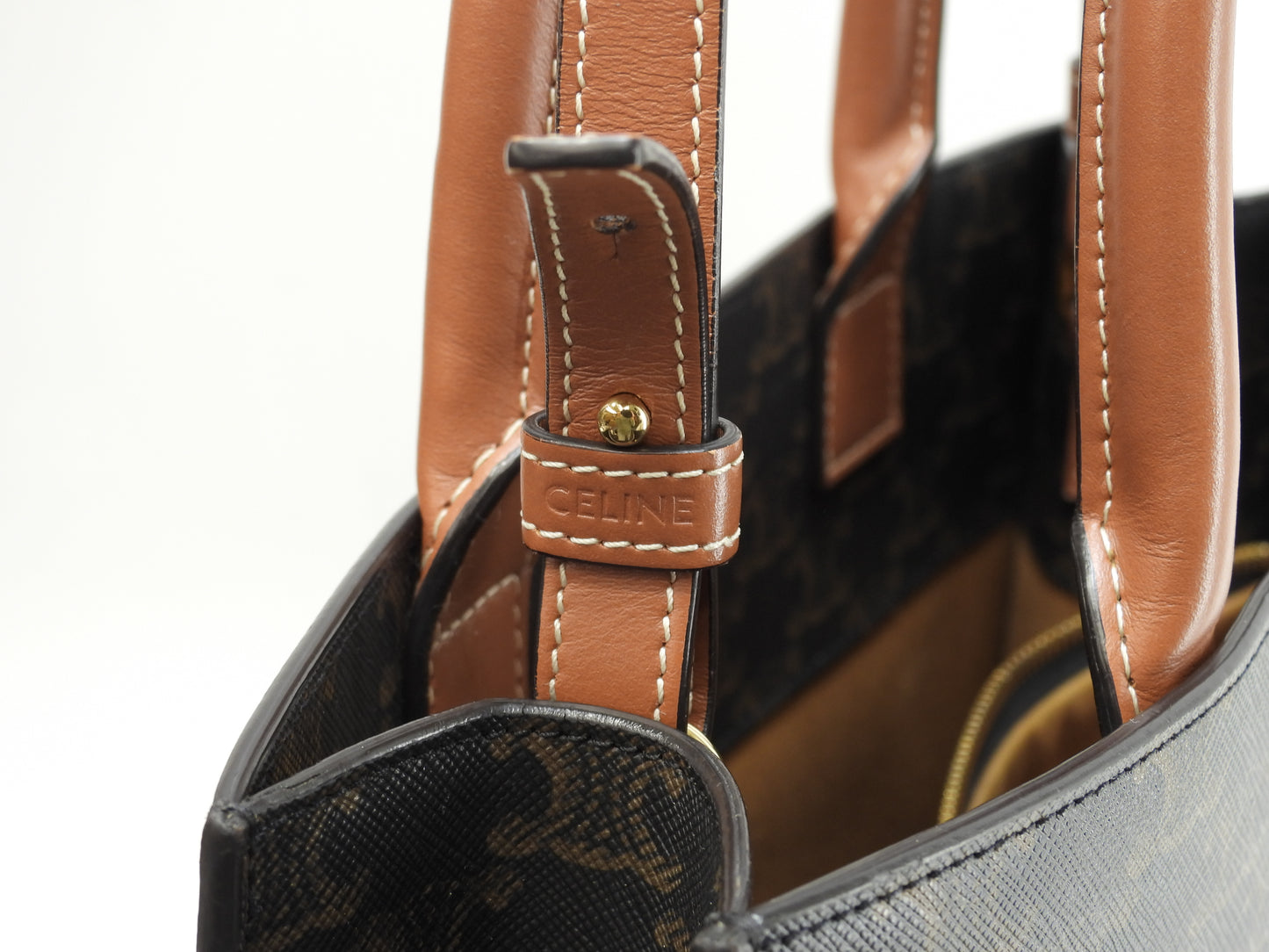 セリーヌ ミディアムバーティカルカバ トリオンフ 黒茶 s付ハンドバッグ トートバッグ 極美品@ 11