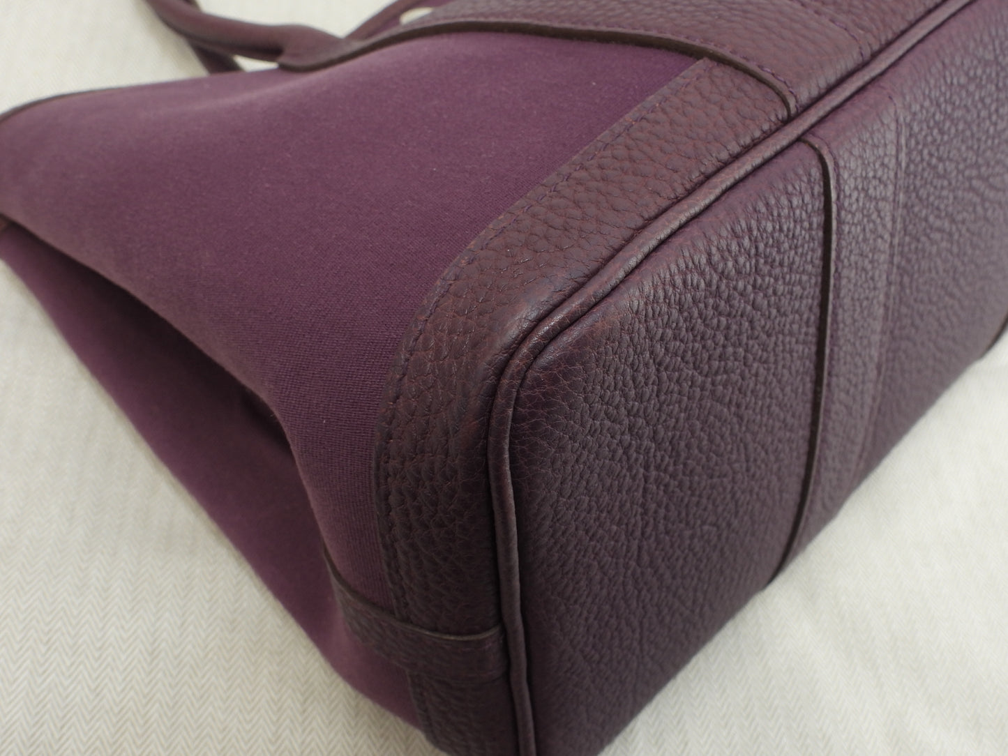 エルメス ガーデンパーティTPM トワルオフィシェ革 紫 ハンドバッグ トートバッグ@□P