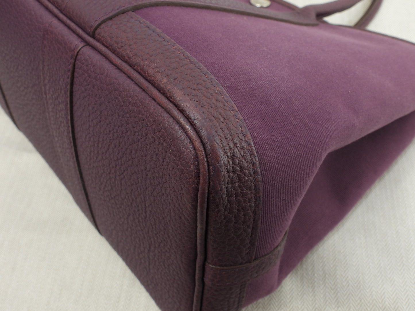 エルメス ガーデンパーティTPM トワルオフィシェ革 紫 ハンドバッグ トートバッグ@□P