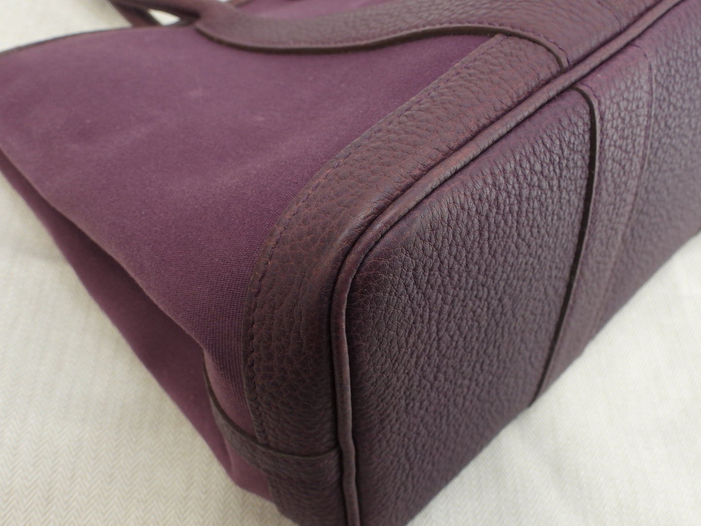 エルメス ガーデンパーティTPM トワルオフィシェ革 紫 ハンドバッグ トートバッグ@□P
