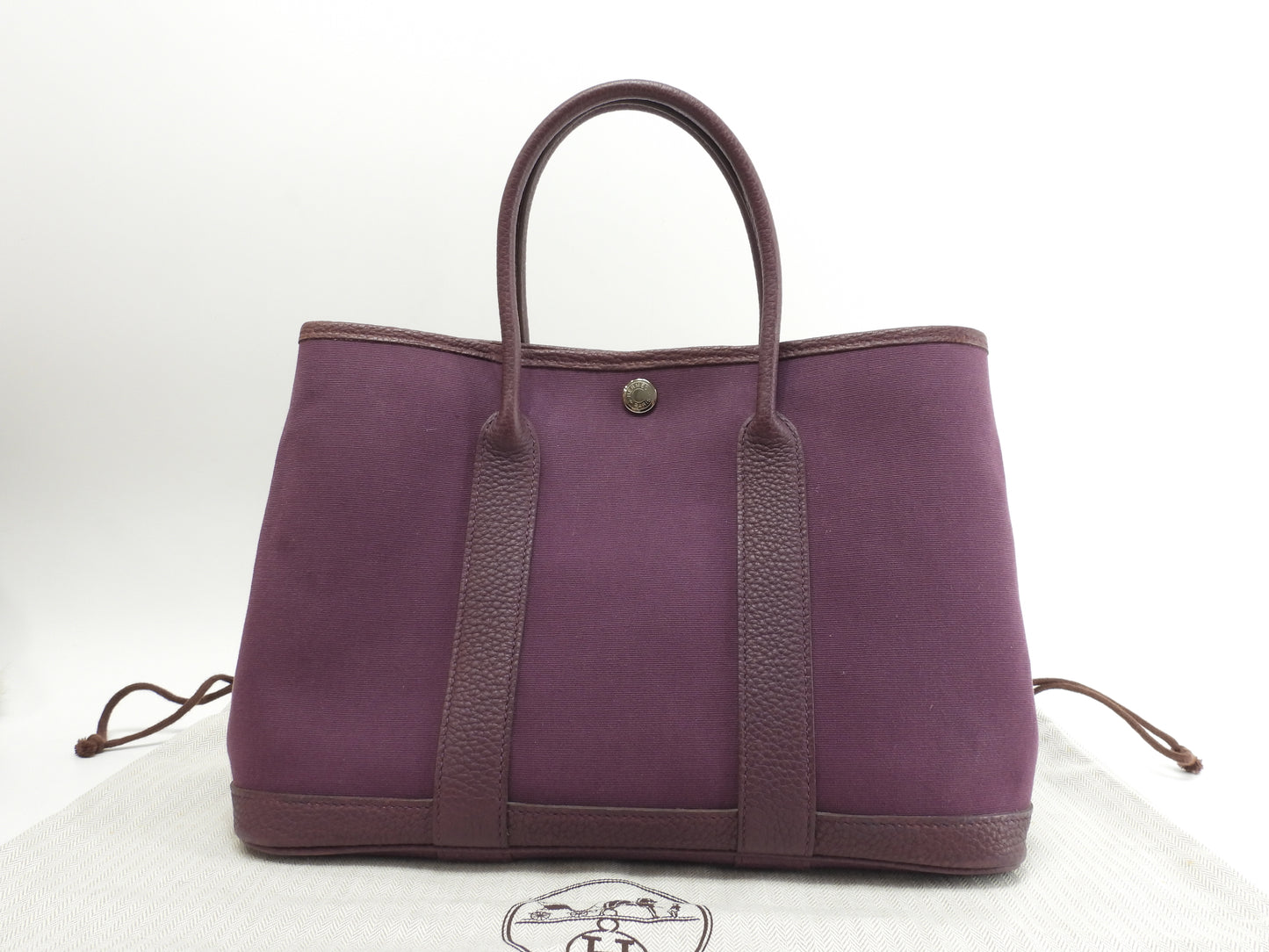 エルメス ガーデンパーティTPM トワルオフィシェ革 紫 ハンドバッグ トートバッグ@□P