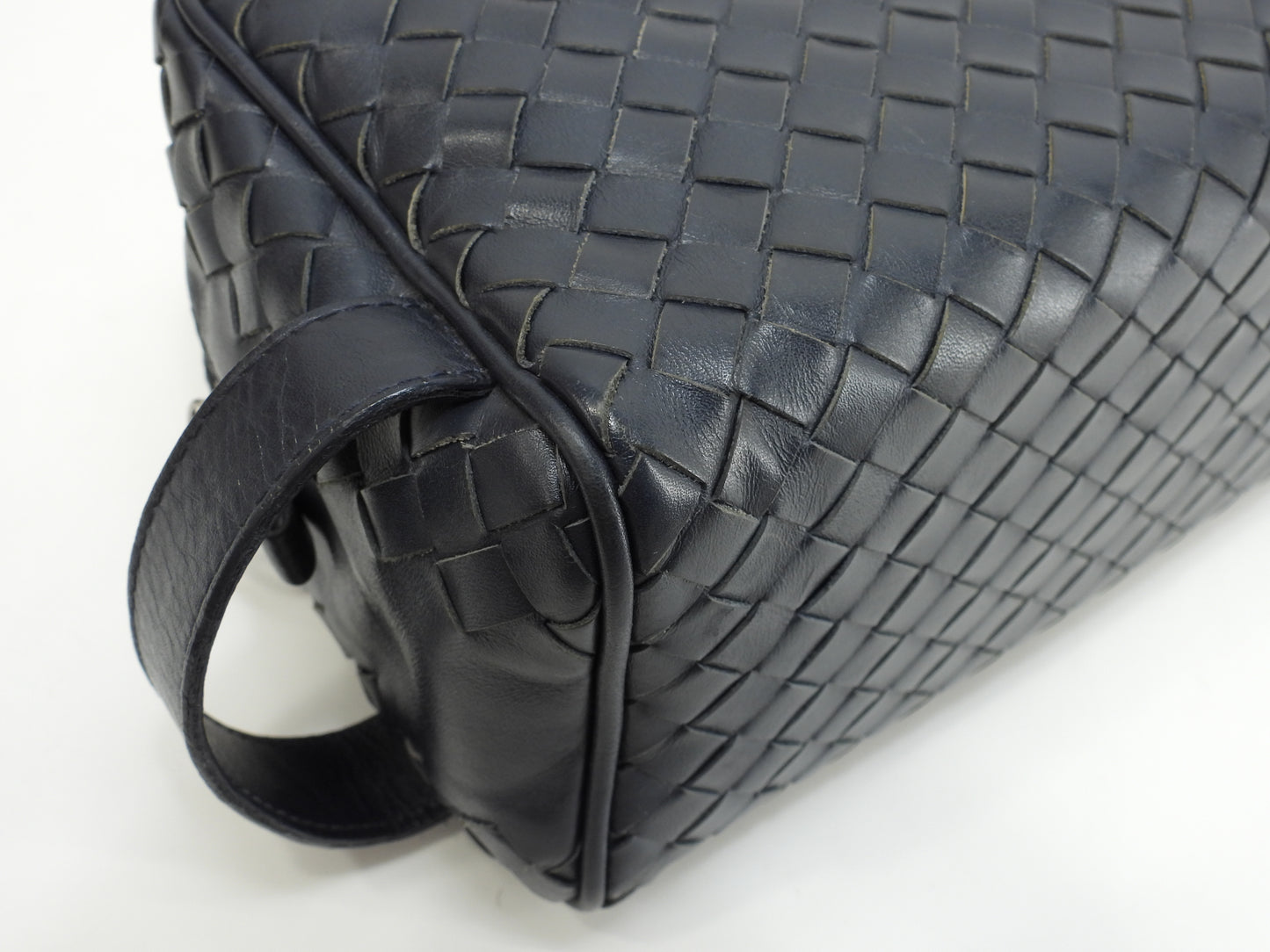 ボッテガヴェネタ クラッチ イントレチャート レザー紺 セカンドバッグ メンズポーチ@B03686107D