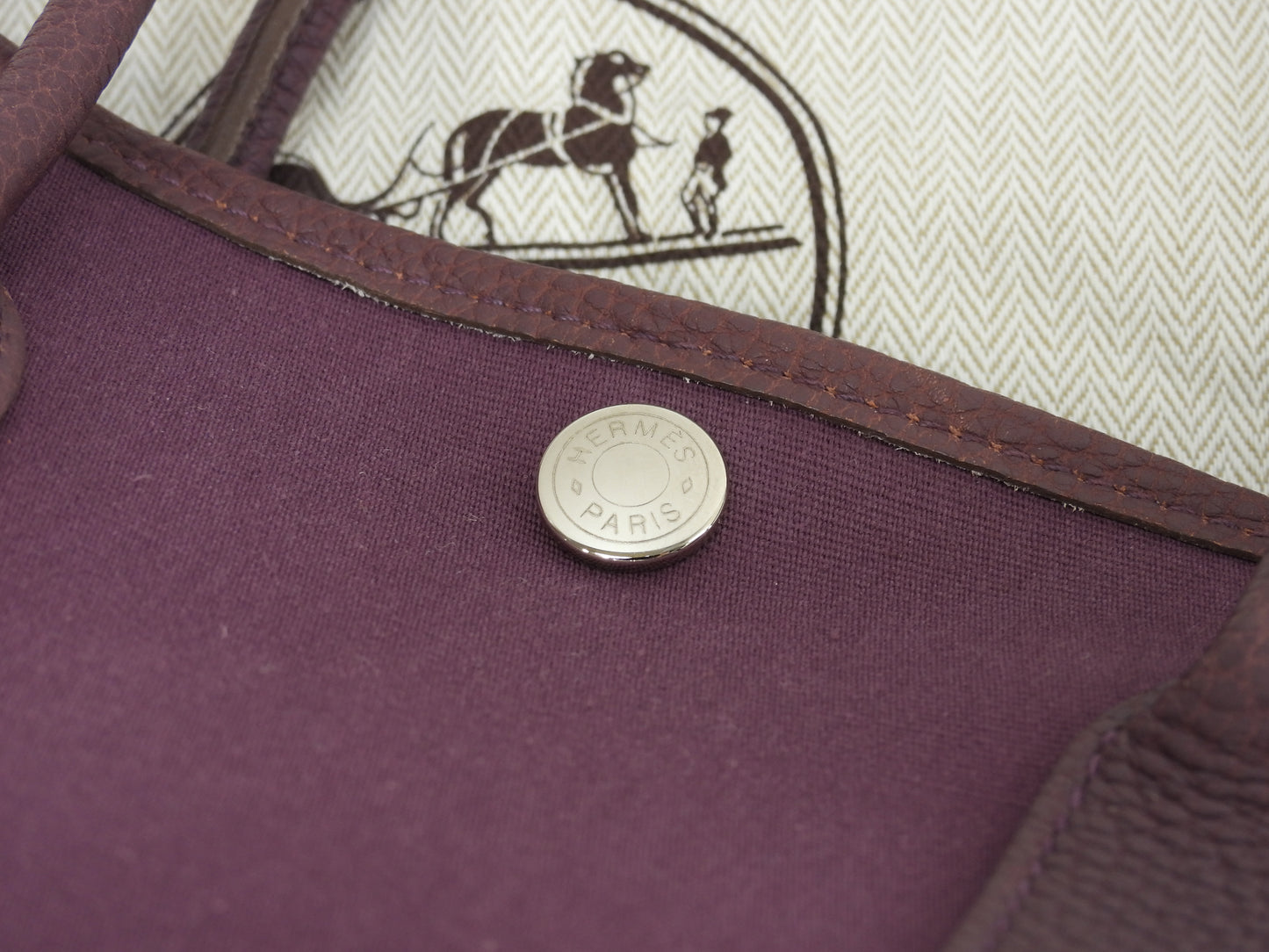 エルメス ガーデンパーティTPM トワルオフィシェ革 紫 ハンドバッグ トートバッグ@□P