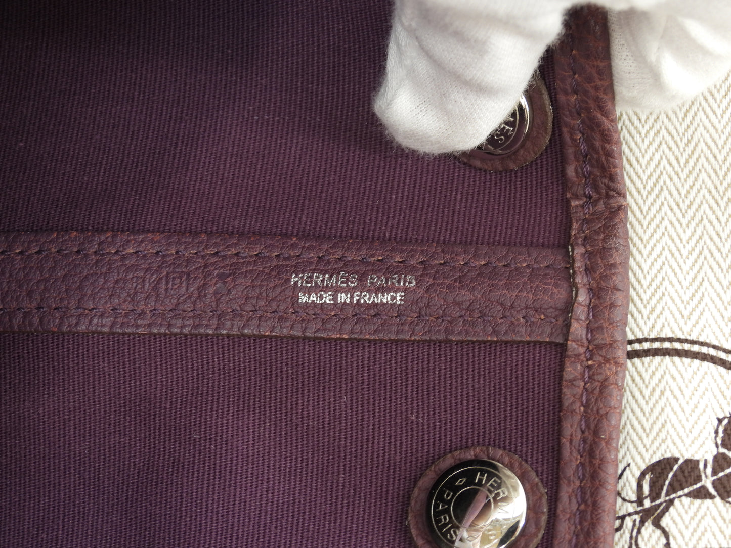 エルメス ガーデンパーティTPM トワルオフィシェ革 紫 ハンドバッグ トートバッグ@□P