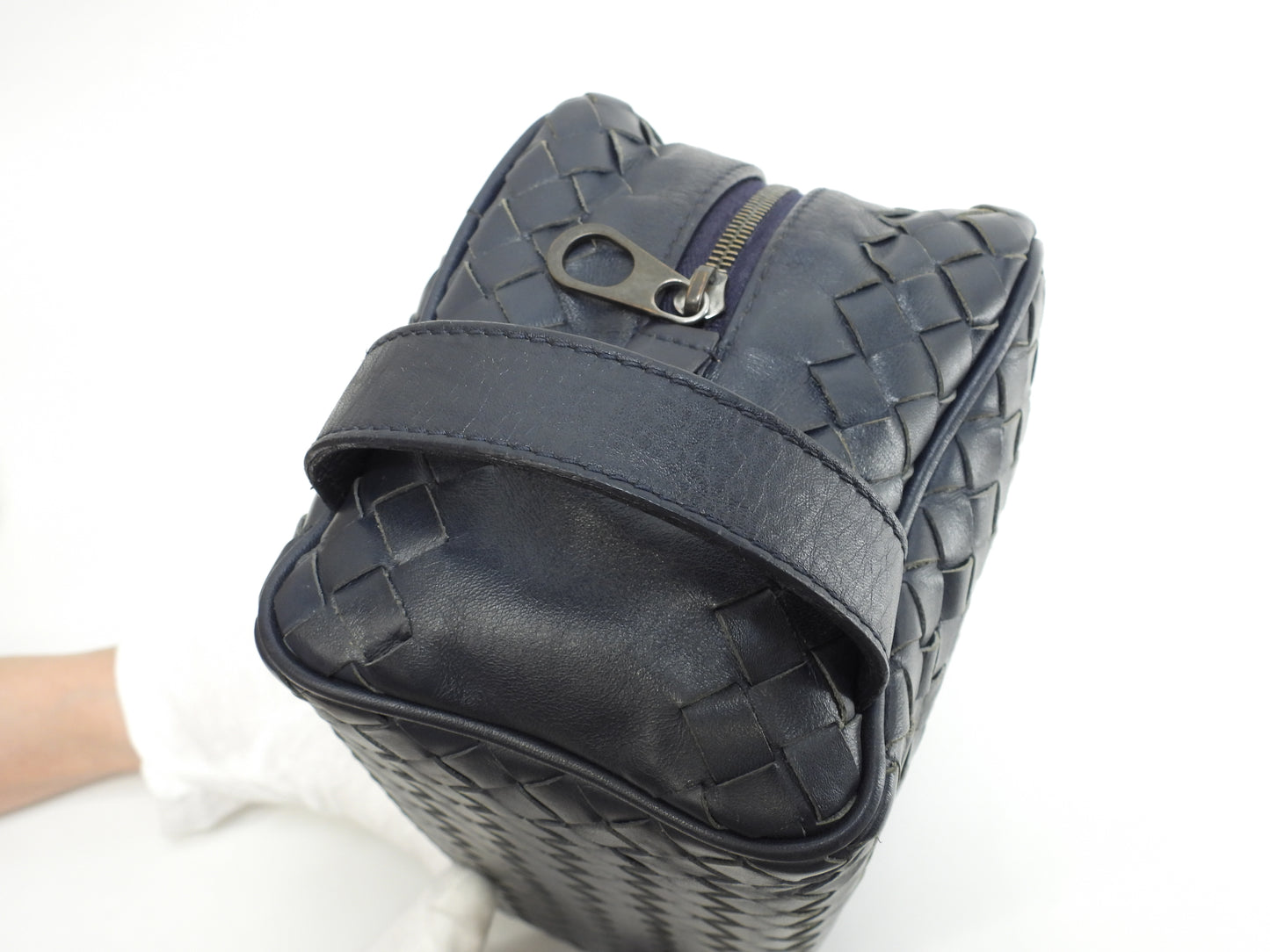 ボッテガヴェネタ クラッチ イントレチャート レザー紺 セカンドバッグ メンズポーチ@B03686107D