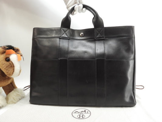 エルメス トートMM フールトゥ フルレザー黒 ハンドバッグ トートバッグ 美品@□E 15