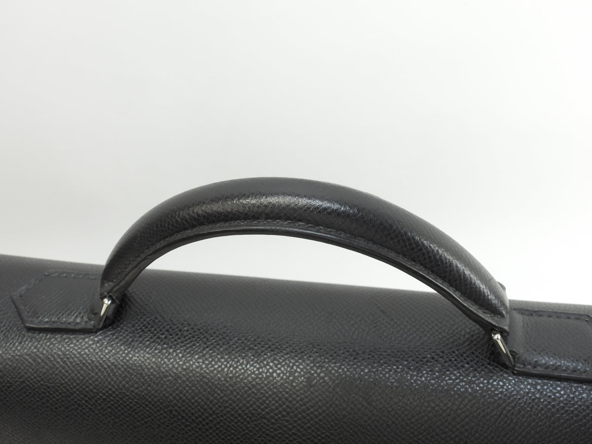 エルメス ケリーデペッシュ38 ヴォーエプソン黒 シルバー金具 ブリーフケース 極美品@□J 2