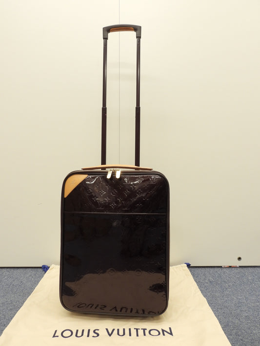 ルイヴィトン ペガス45 M91277 ヴェルニ/アマラント 旅行用キャリーバッグ 極美品@MB0068 2