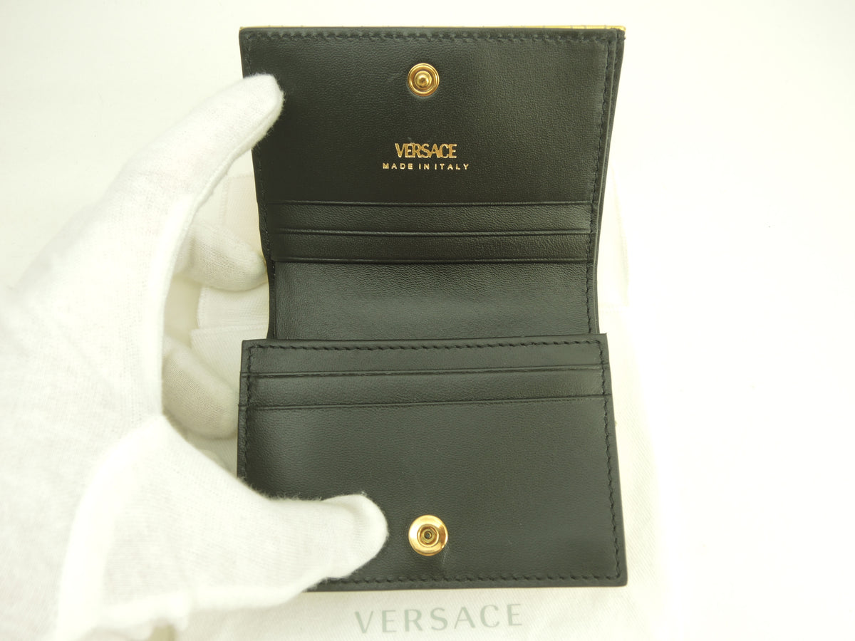 ヴェルサーチ ミニウォレット ヴェセトス レザー金 2折財布 Vロゴ 新品@ 1