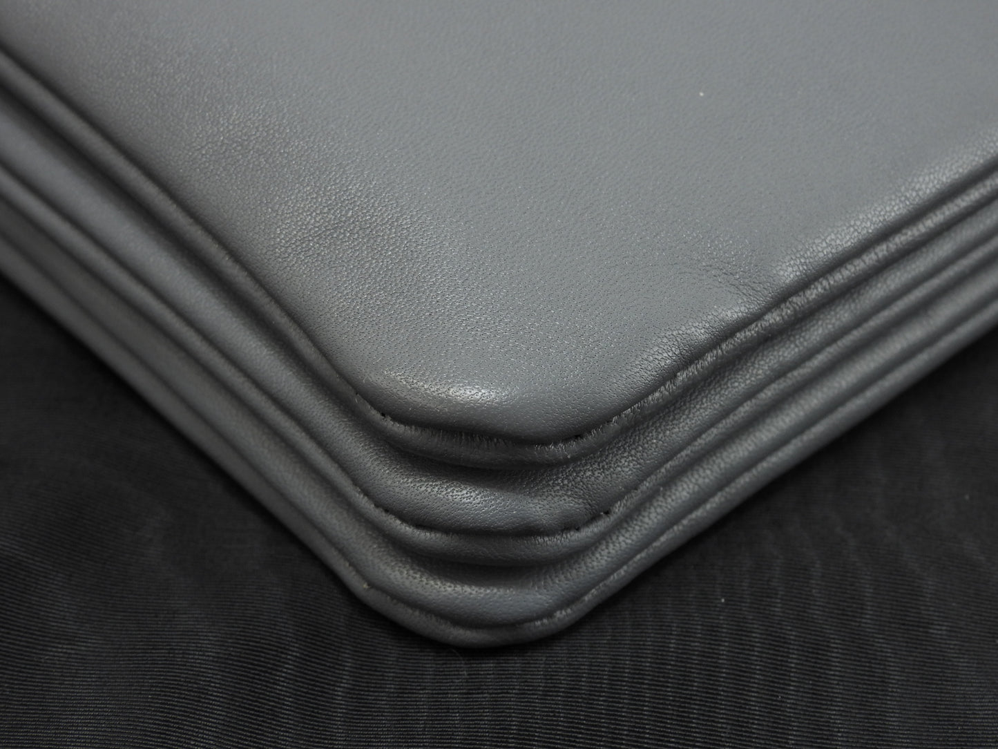 セリーヌ トリオ ラージ スムースレザー灰 クロスボディバッグ ポシェット 極美品@S-CU-2159