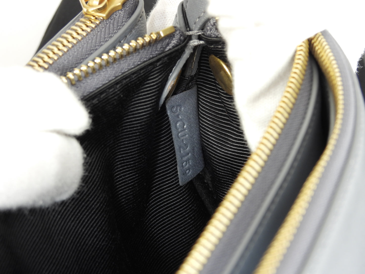 セリーヌ トリオ ラージ スムースレザー灰 クロスボディバッグ ポシェット 極美品@S-CU-2159