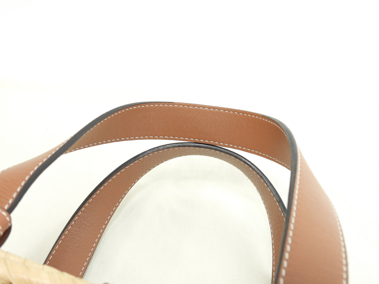 ロエベ バスケットスモール 特大ラインストーン付限定 ナチュラル茶革 カゴバッグ ハンドバッグ 美品@411903