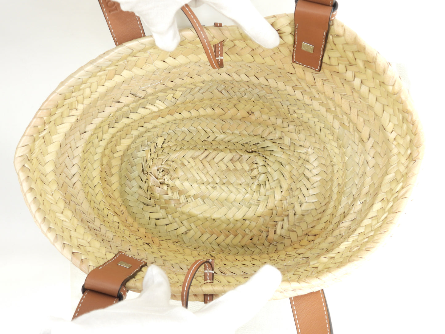 ロエベ バスケットスモール 特大ラインストーン付限定 ナチュラル茶革 カゴバッグ ハンドバッグ 美品@411903