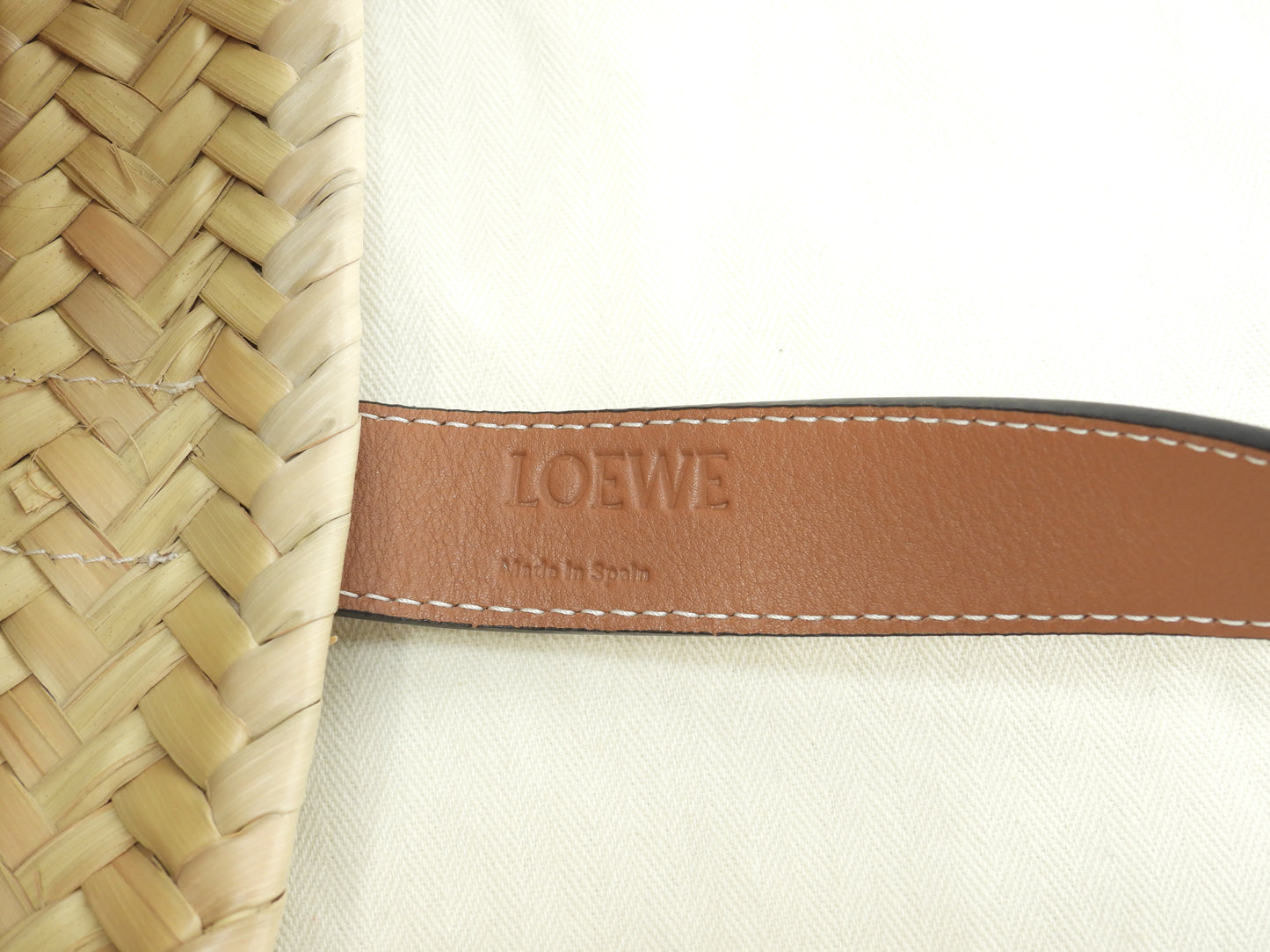 ロエベ バスケットスモール 特大ラインストーン付限定 ナチュラル茶革 カゴバッグ ハンドバッグ 美品@411903