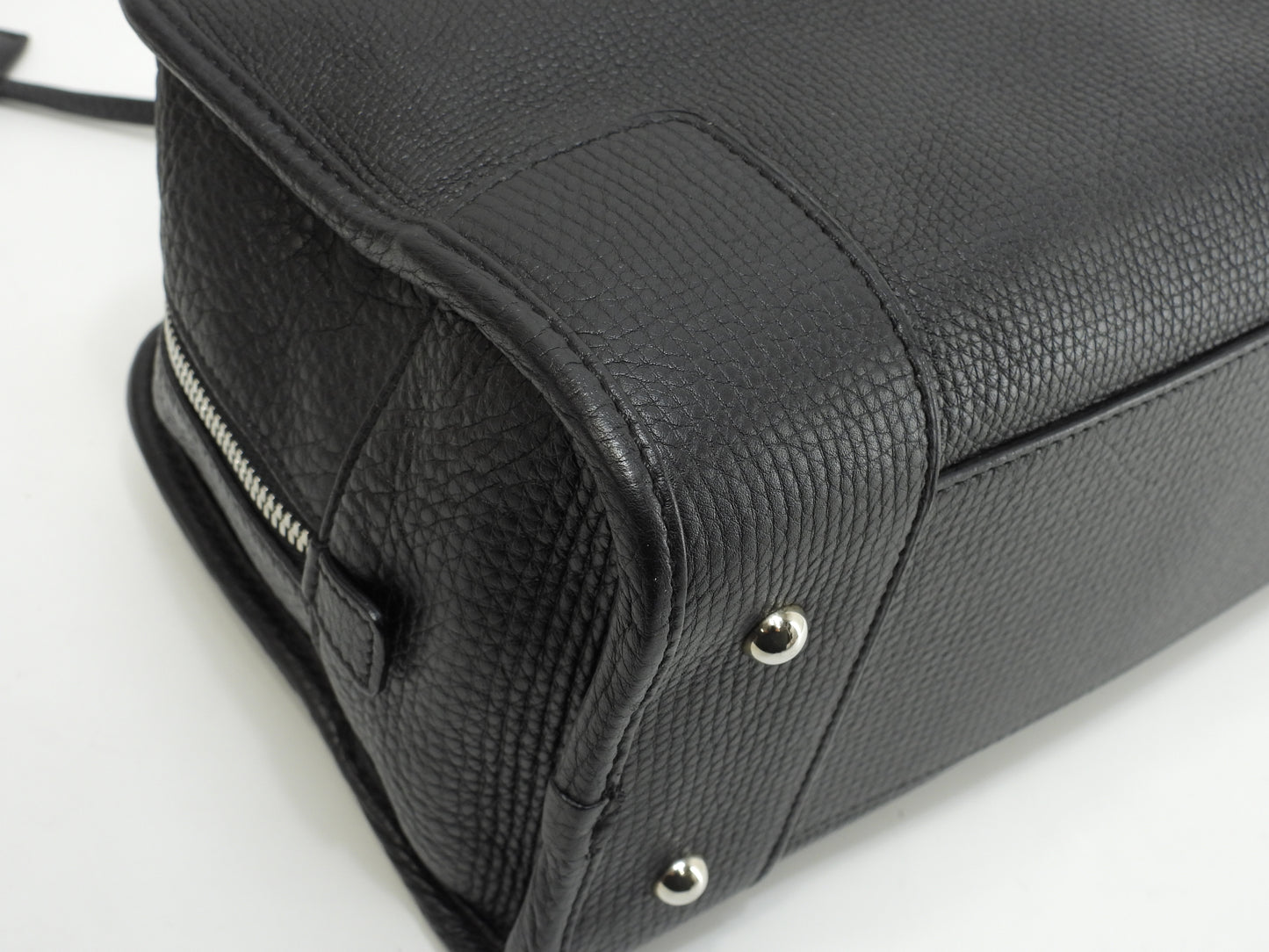 ロエベ アマソナ28 シルバー金具 トリヨンレザー黒 ハンドバッグ アナグラム 美品@471412