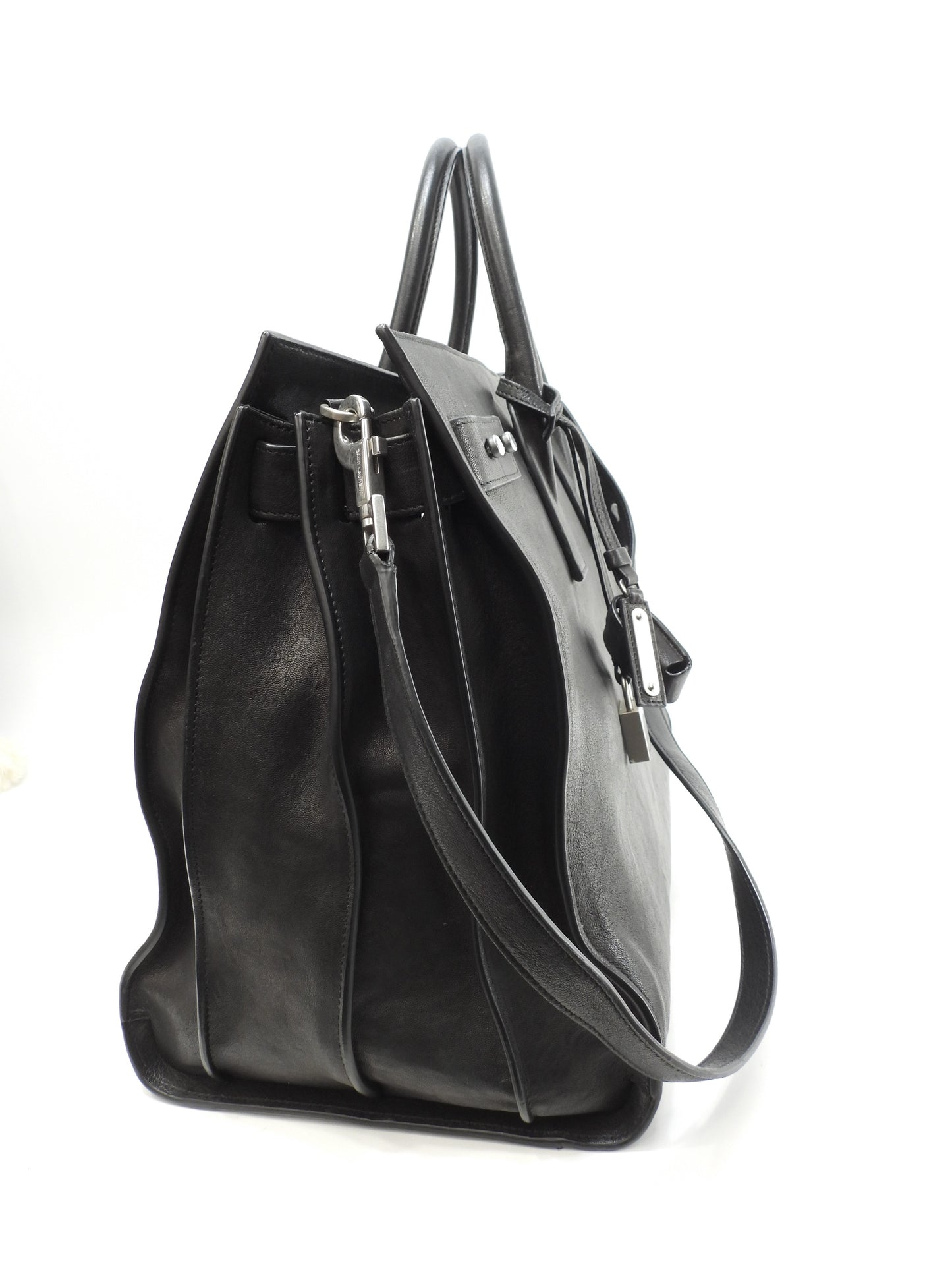 サンローラン サックドジュールスープル YSL レザー黒 メンズトート ハンドバッグ@ 92