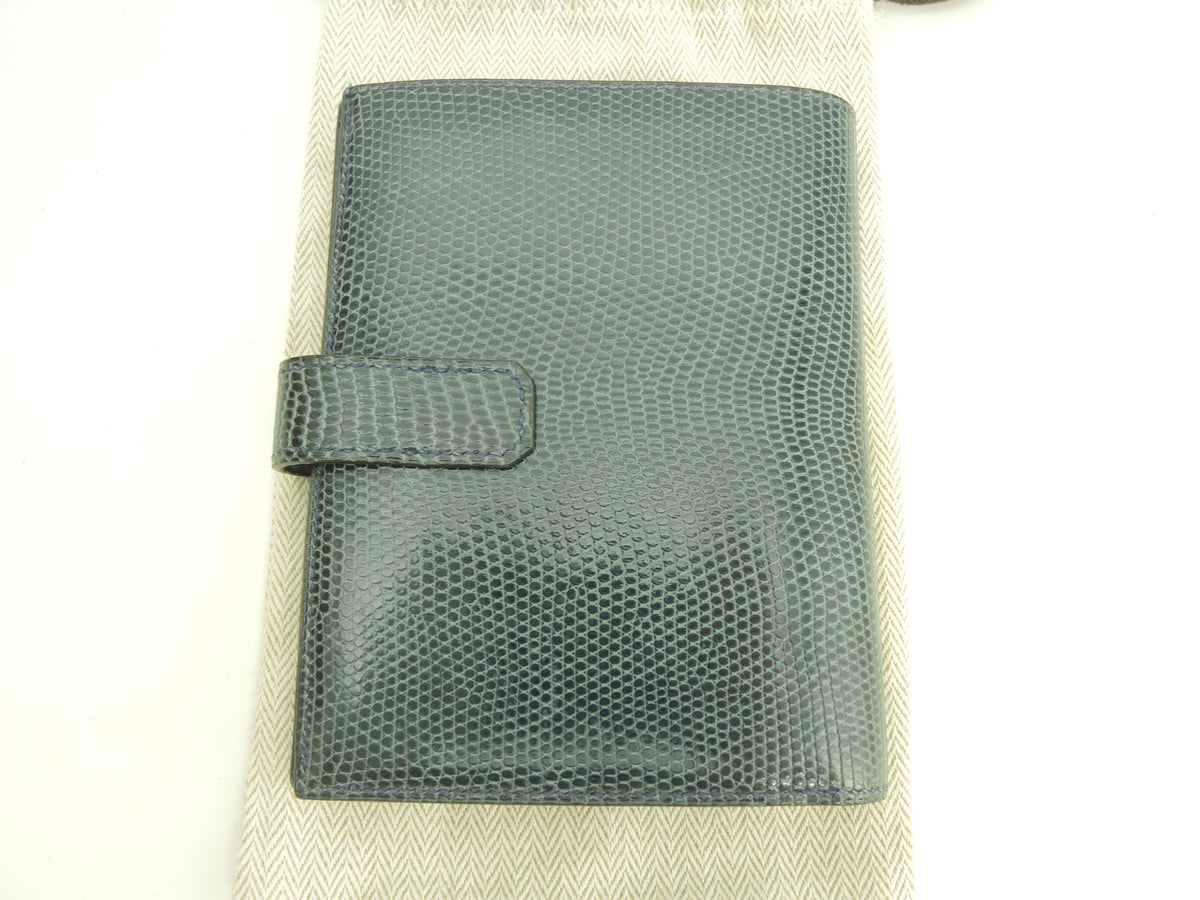 エルメス ジュラ リザード 青 2折財布 コンパクトウォレット 美品@□E