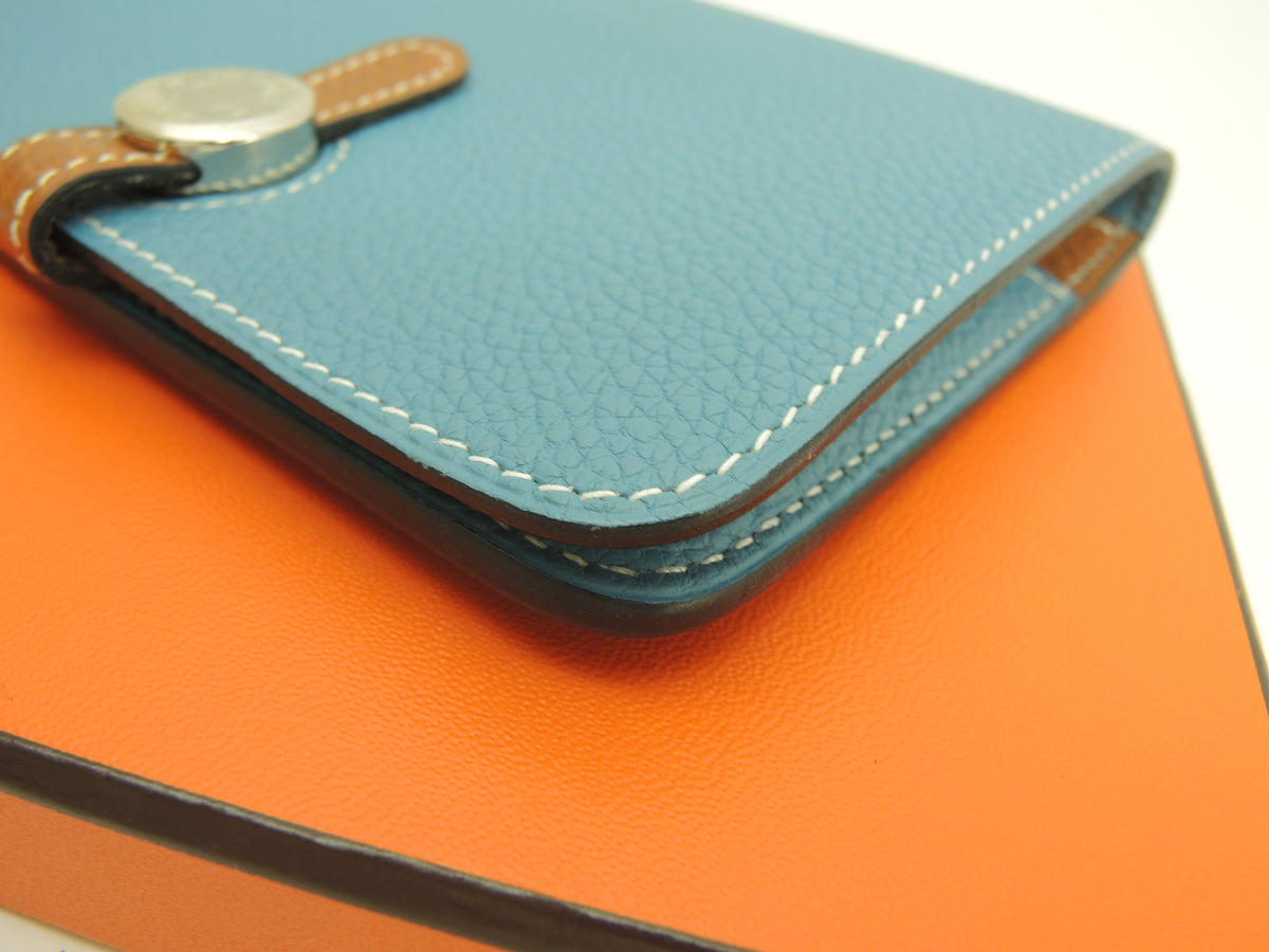 エルメス ドゴンコンパクト トゴ ブルージーン/ゴールド 2折財布 スモールウォレット 未使用@□L 10