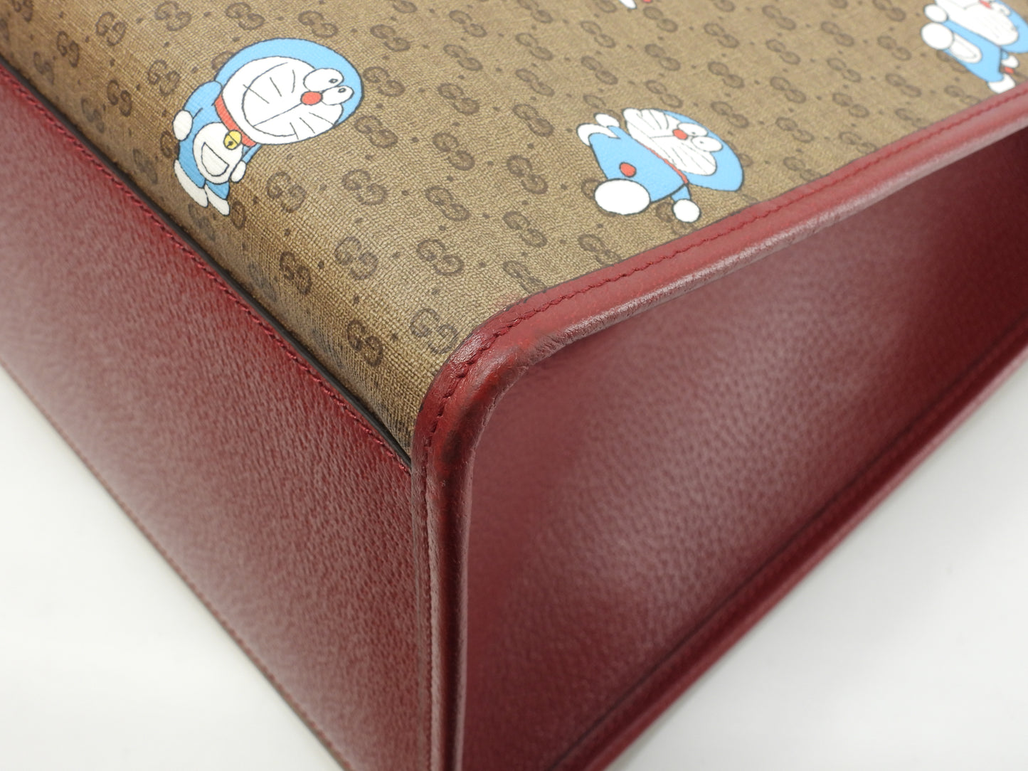 グッチ s付トートバッグ大 ドラえもん マイクロGG茶赤 ハンドバッグ大 ショルダーバッグ 美品@ 11