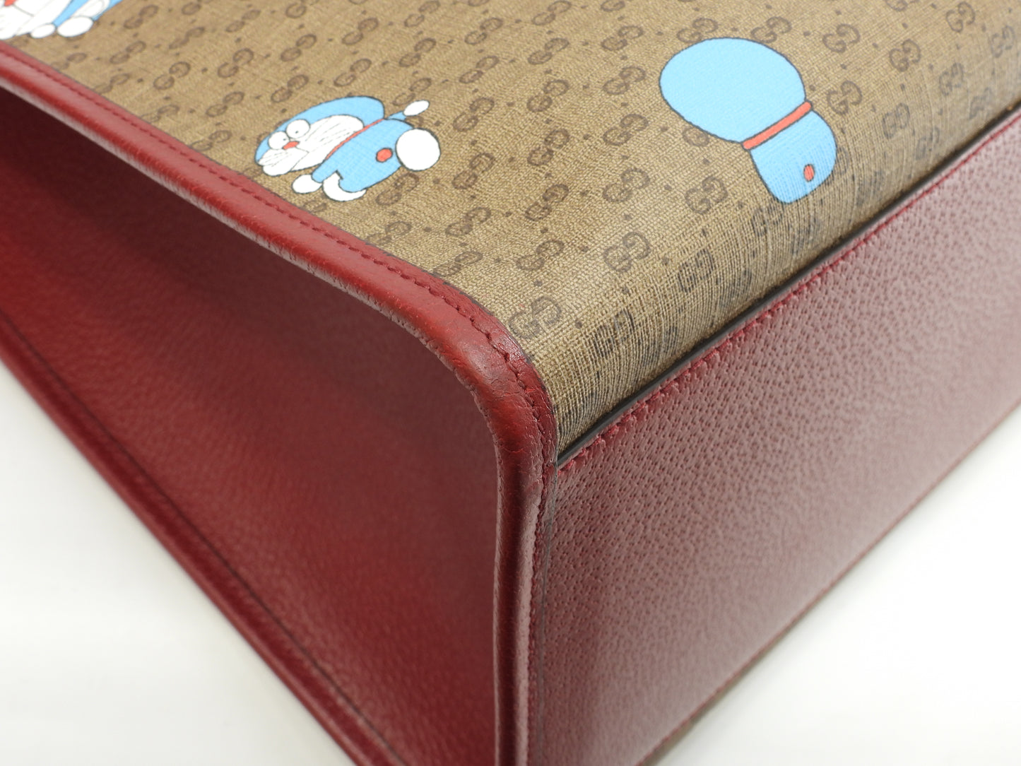 グッチ s付トートバッグ大 ドラえもん マイクロGG茶赤 ハンドバッグ大 ショルダーバッグ 美品@ 11