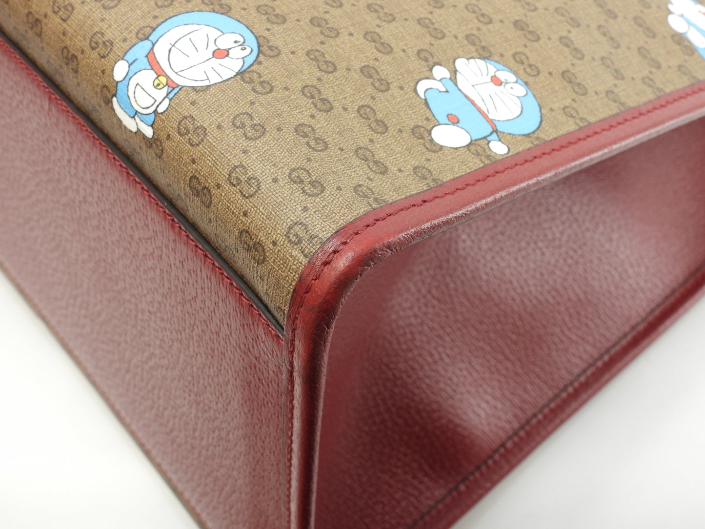 グッチ s付トートバッグ大 ドラえもん マイクロGG茶赤 ハンドバッグ大 ショルダーバッグ 美品@ 11