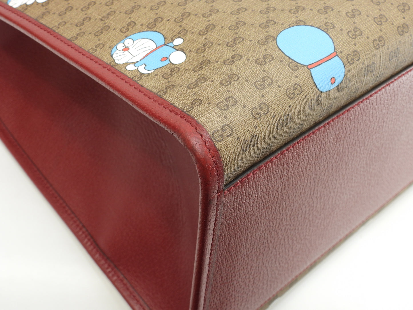 グッチ s付トートバッグ大 ドラえもん マイクロGG茶赤 ハンドバッグ大 ショルダーバッグ 美品@ 11