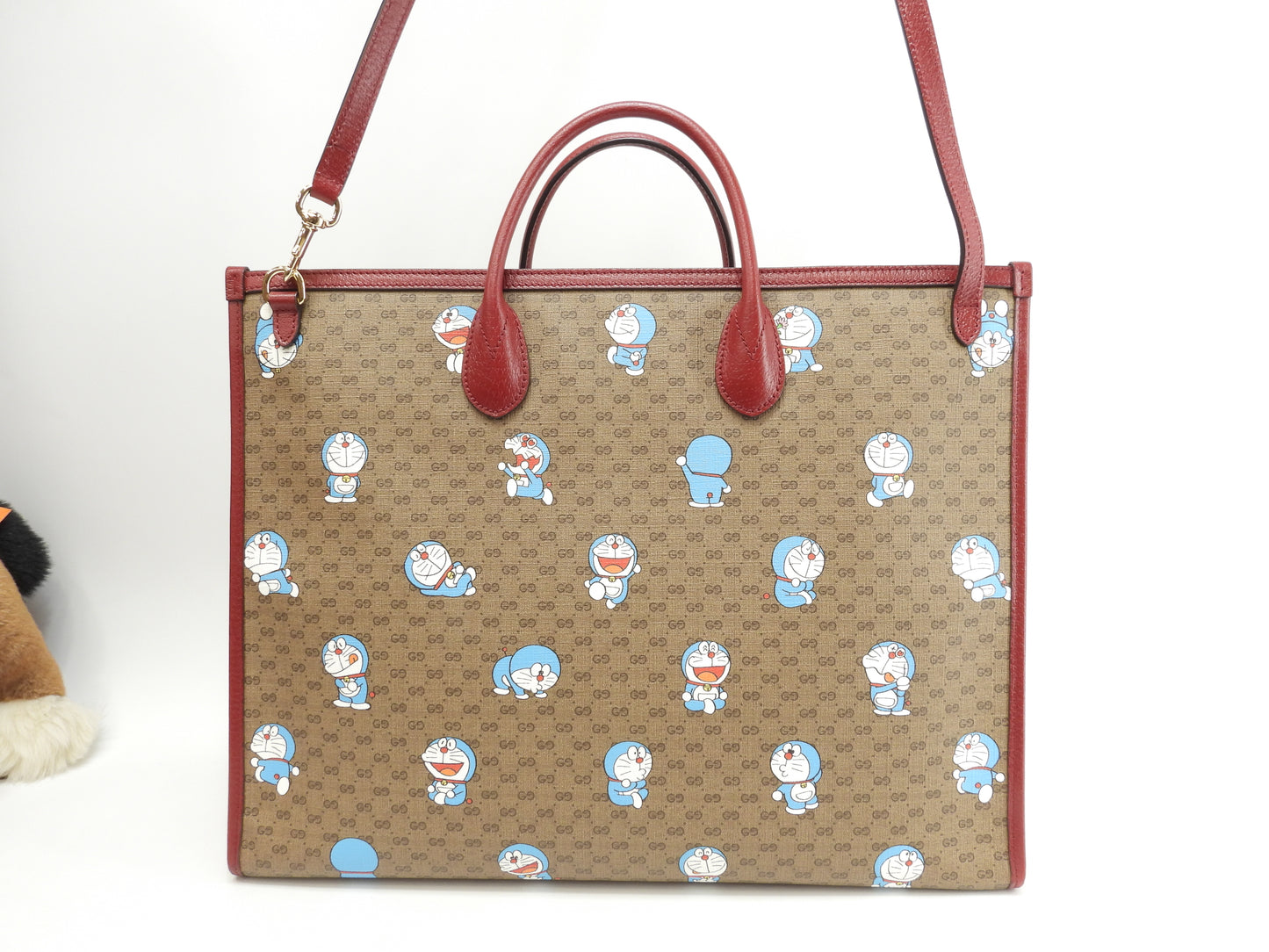 グッチ s付トートバッグ大 ドラえもん マイクロGG茶赤 ハンドバッグ大 ショルダーバッグ 美品@ 11