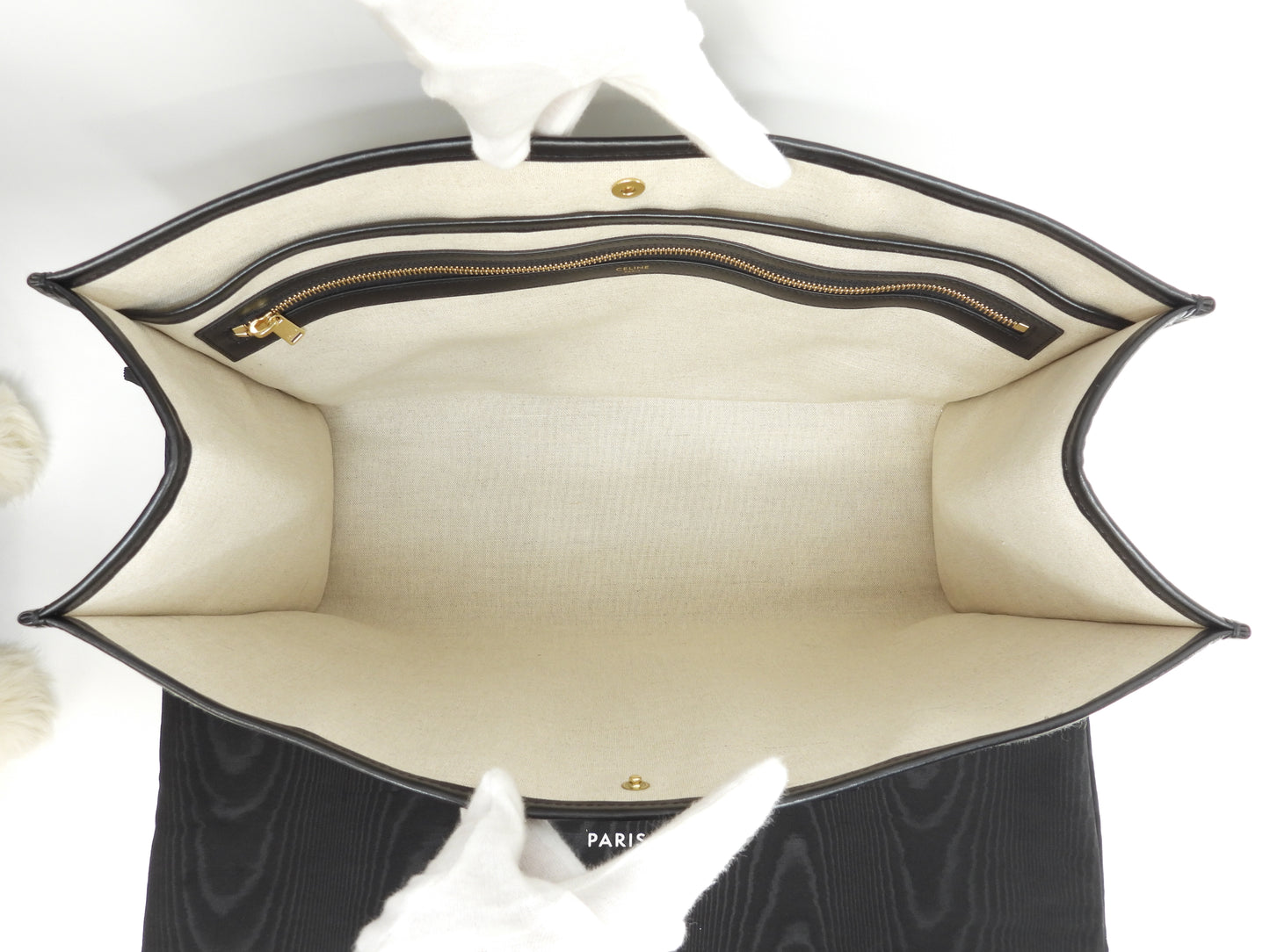 セリーヌ ホリゾンタルカバトートバッグ大 トリオンフ 黒白 極美品@S-GM-4250