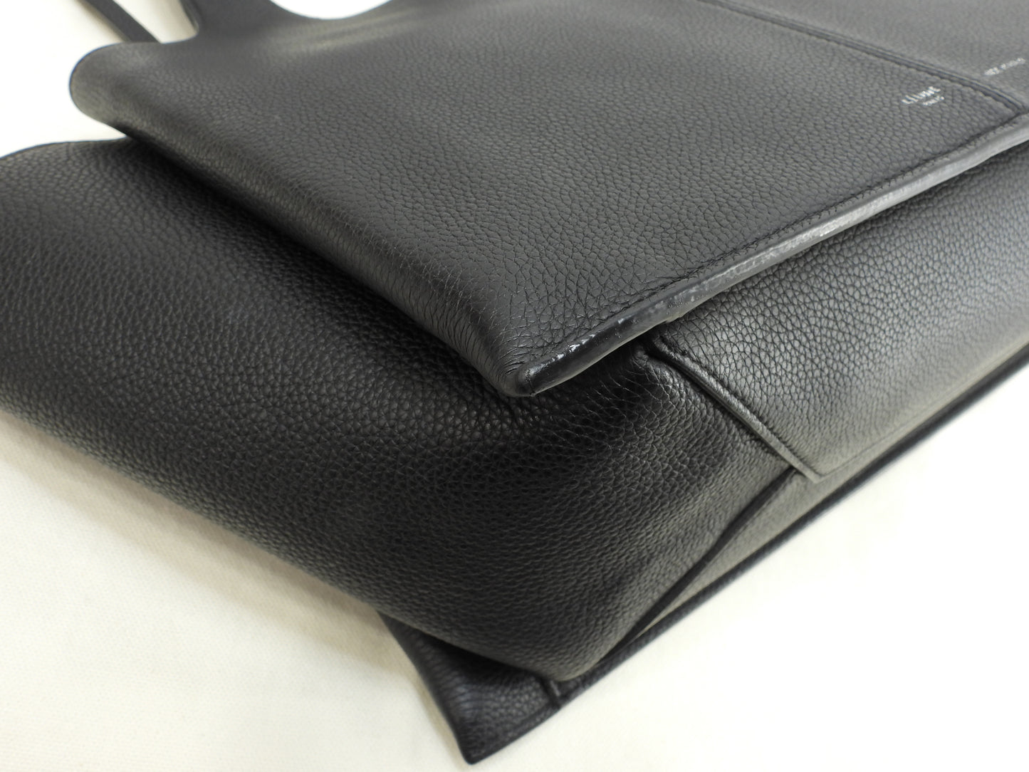 セリーヌ トリフォルド スモール レザー黒 トートバッグ ショルダーバッグ@U-GA-5116
