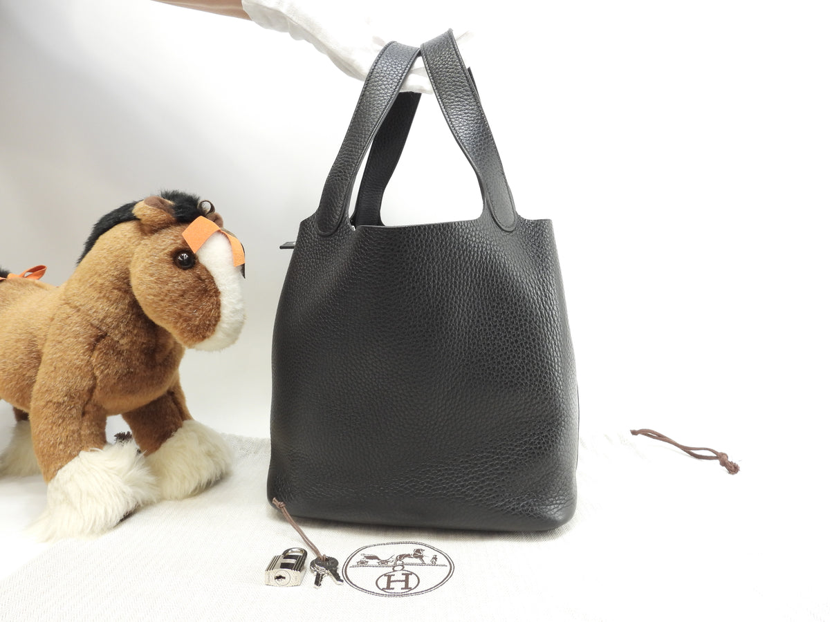 エルメス ピコタンロックMM トリヨンクレマンス 黒 ハンドバッグ シルバー金具 美品@A 8