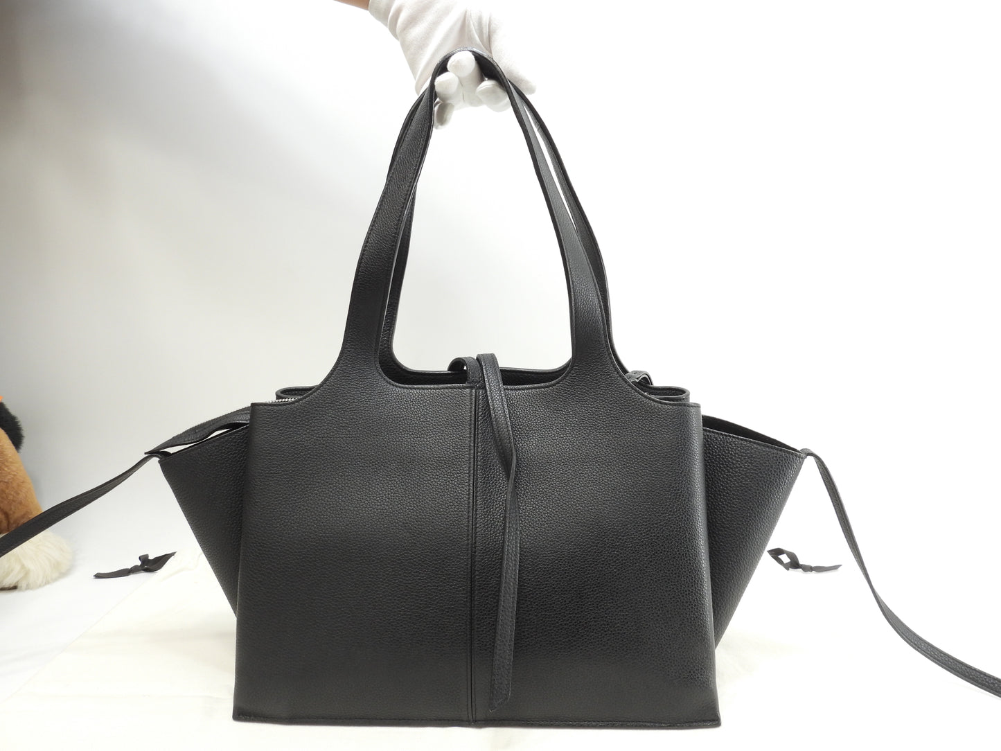 セリーヌ トリフォルド スモール レザー黒 トートバッグ ショルダーバッグ@U-GA-5116