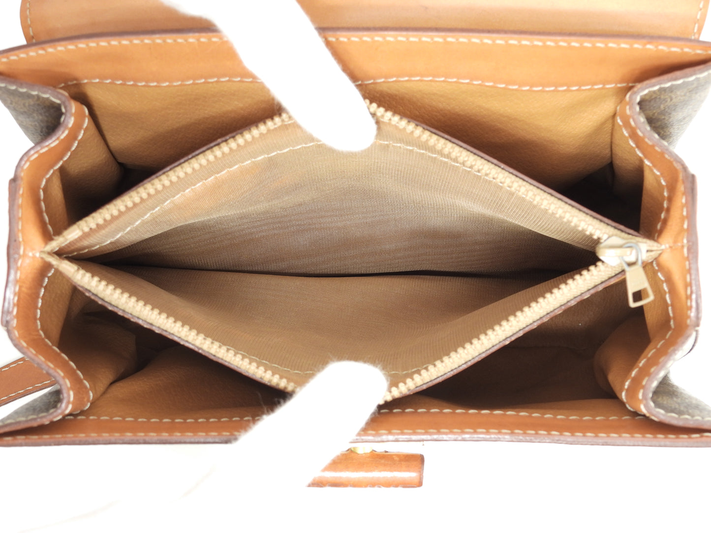 セリーヌ s付ハンドバッグ マカダム トリオンフ茶 ケリー 美品@M94* 7