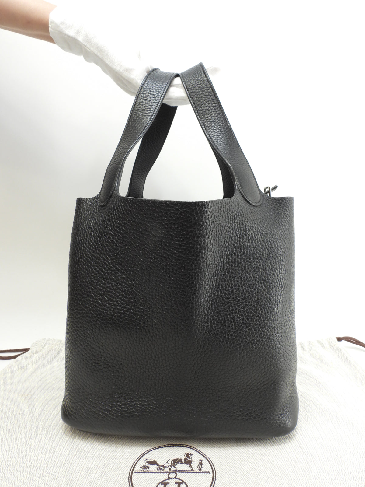 エルメス ピコタンロックMM トリヨンクレマンス 黒 ハンドバッグ シルバー金具 美品@A 8