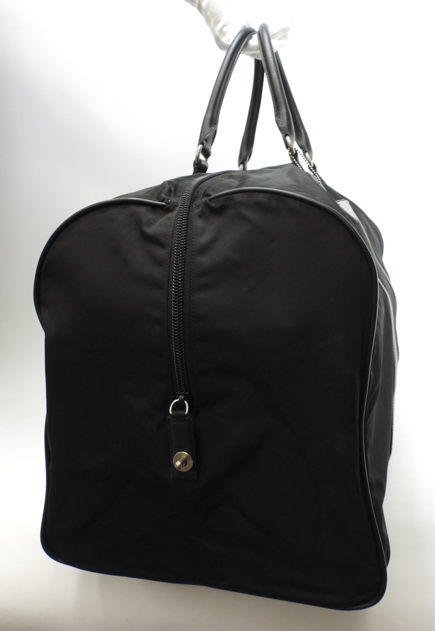 プラダ ボストンバッグ大 三角プレート ナイロン黒 トラベル 旅行用ハンドバッグ@8