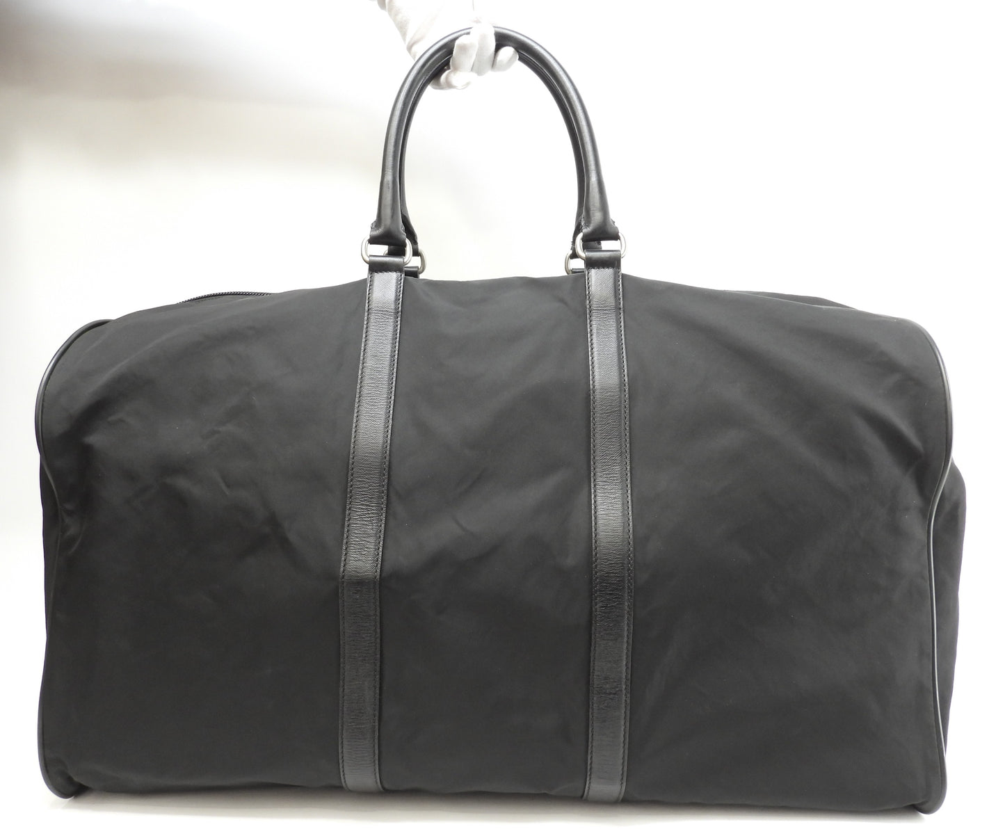 プラダ ボストンバッグ大 三角プレート ナイロン黒 トラベル 旅行用ハンドバッグ@8