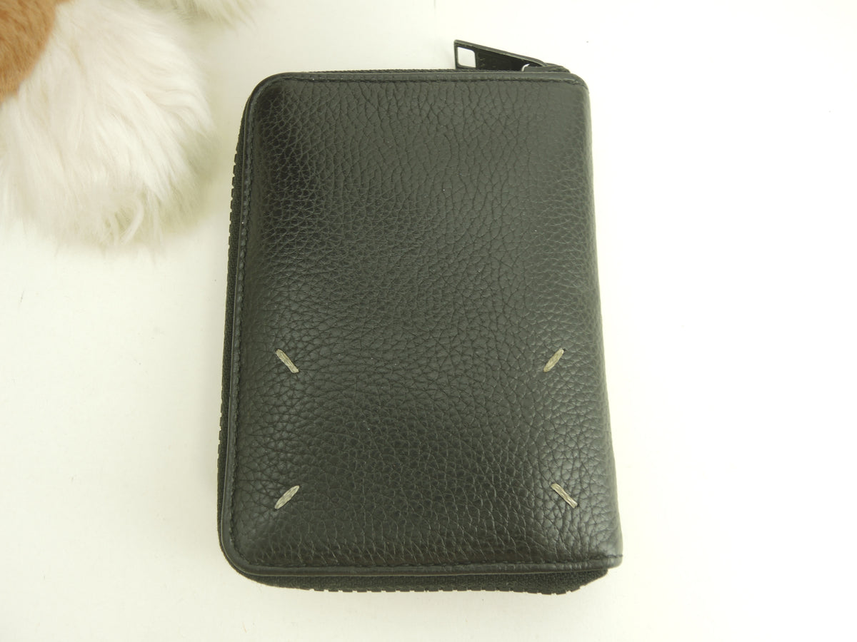 マルタンマルジェラ コンパクトウォレット 4ステッチ レザー黒 ラウンドジップスモール財布@ 4