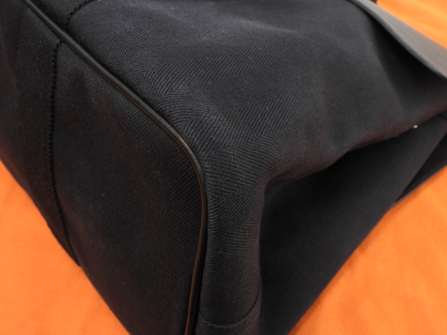 エルメス ヴァルパライソMM コットン/レザー 黒 ハンドバッグ トートバッグ 美品@□O 2