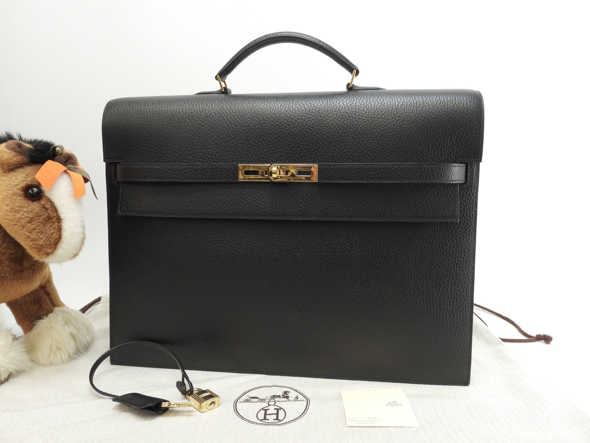 エルメス ケリーデペッシュ38 アルデンヌ黒 ゴールド金具 ブリーフケース 極美品@□A 3