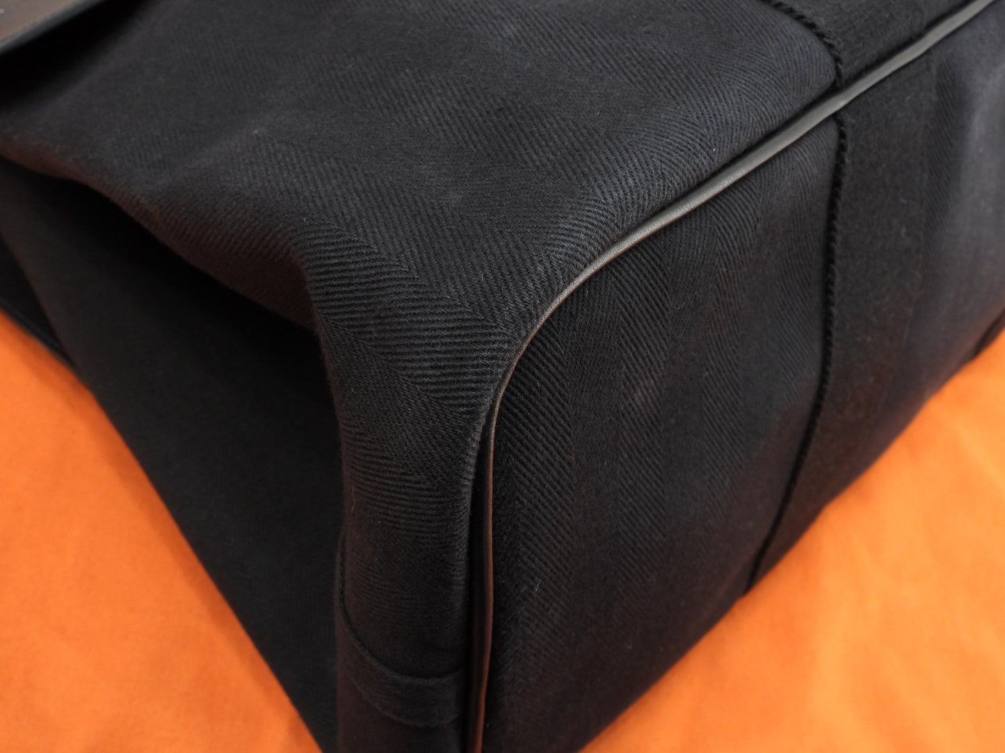 エルメス ヴァルパライソMM コットン/レザー 黒 ハンドバッグ トートバッグ 美品@□O 2