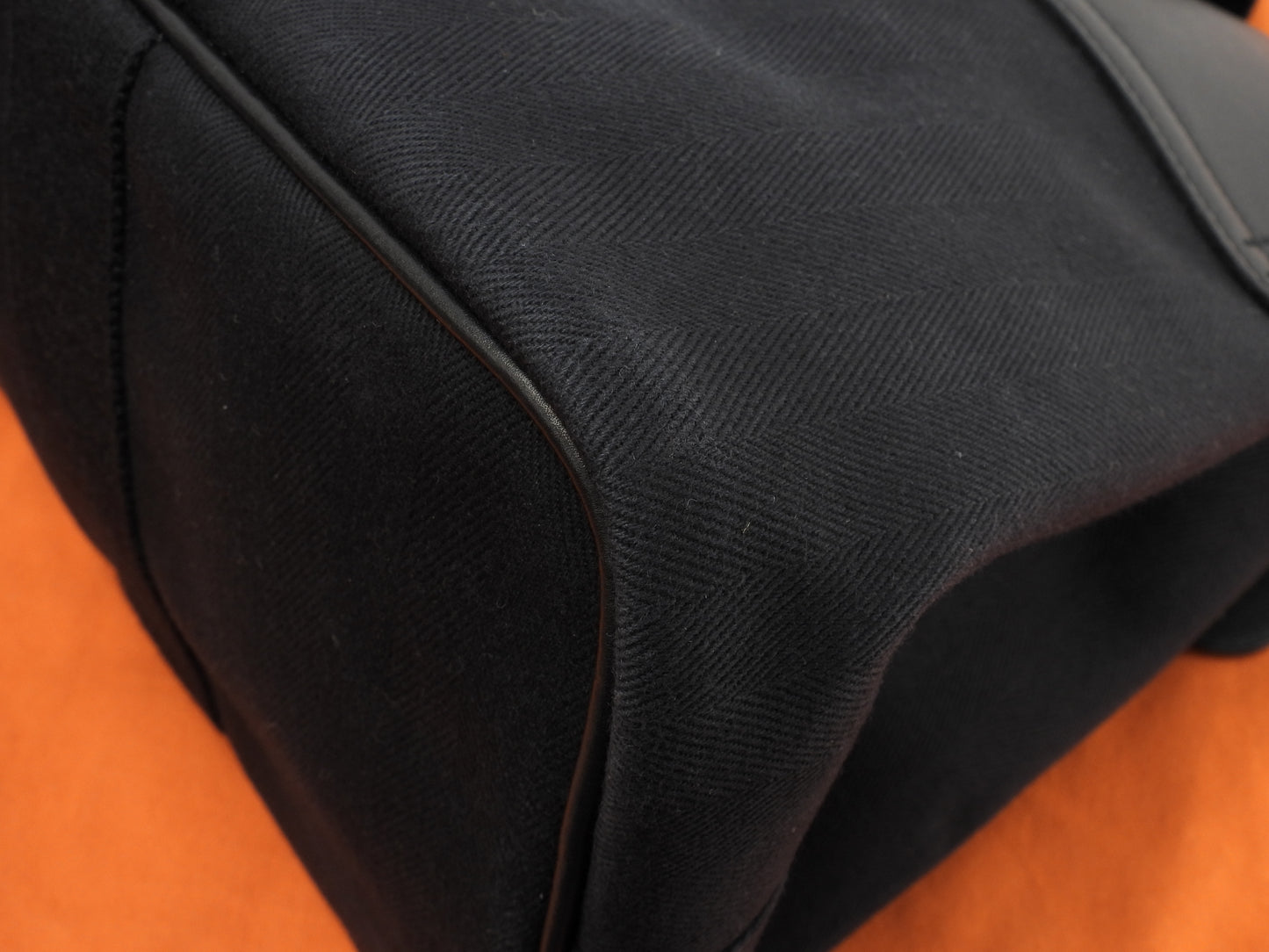 エルメス ヴァルパライソMM コットン/レザー 黒 ハンドバッグ トートバッグ 美品@□O 2