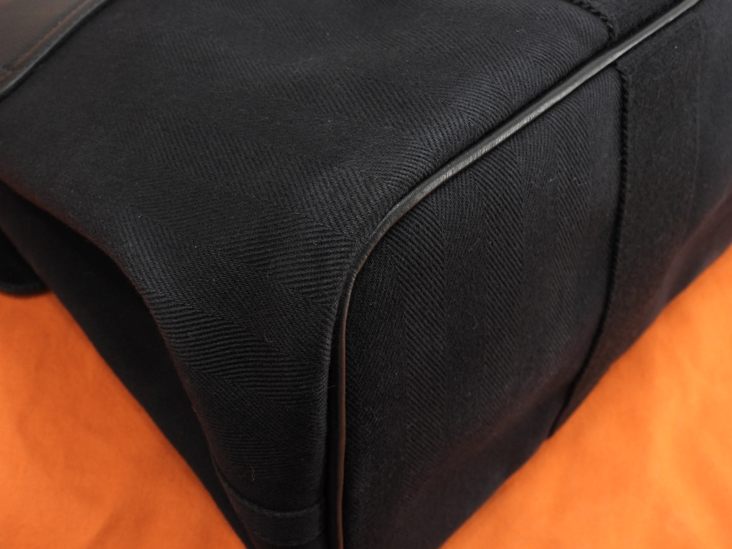 エルメス ヴァルパライソMM コットン/レザー 黒 ハンドバッグ トートバッグ 美品@□O 2