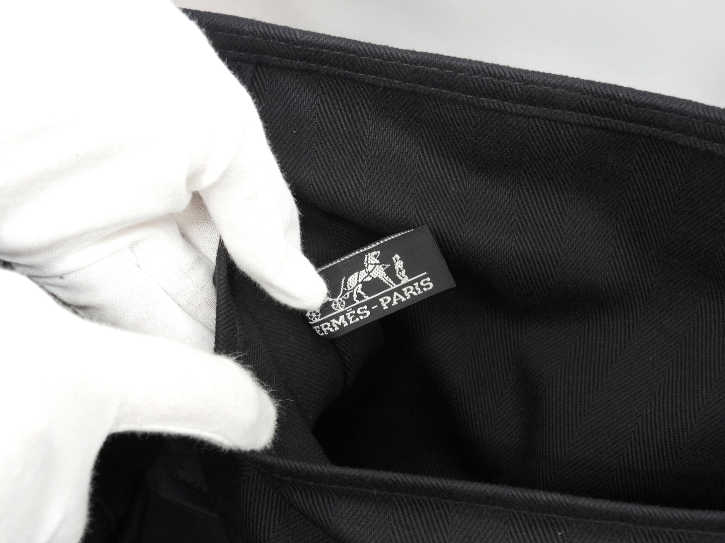 エルメス ヴァルパライソMM コットン/レザー 黒 ハンドバッグ トートバッグ 美品@□O 2