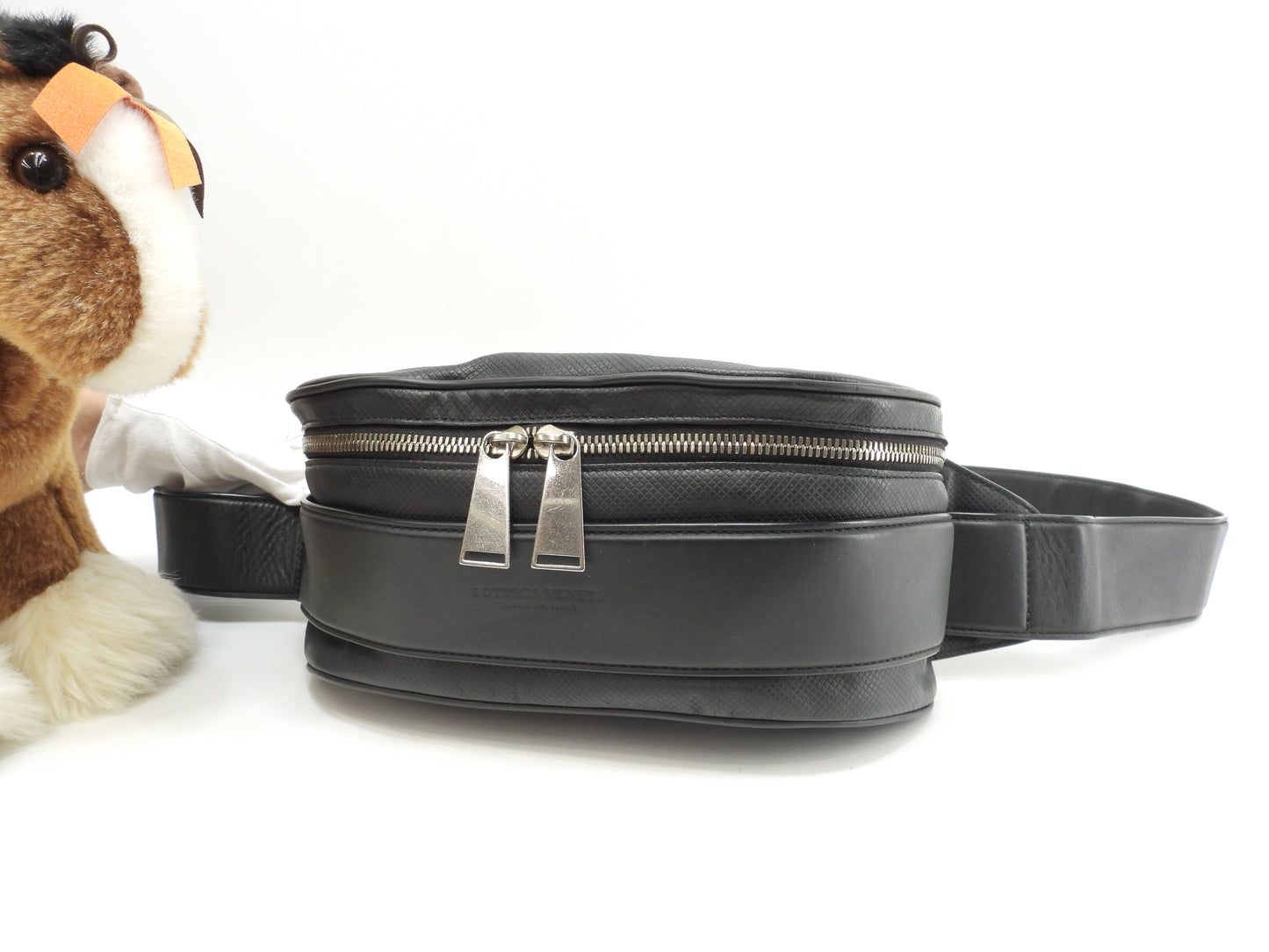 ボッテガヴェネタ ボディバッグ マルコポーロ レザー黒 ウエストバッグ バムバッグ@B07991797N