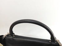 セリーヌ トラペーズ レザー黒 シルバー金具 s付ハンドバッグ 美品@ 41
