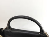 セリーヌ トラペーズ レザー黒 シルバー金具 s付ハンドバッグ 美品@ 41
