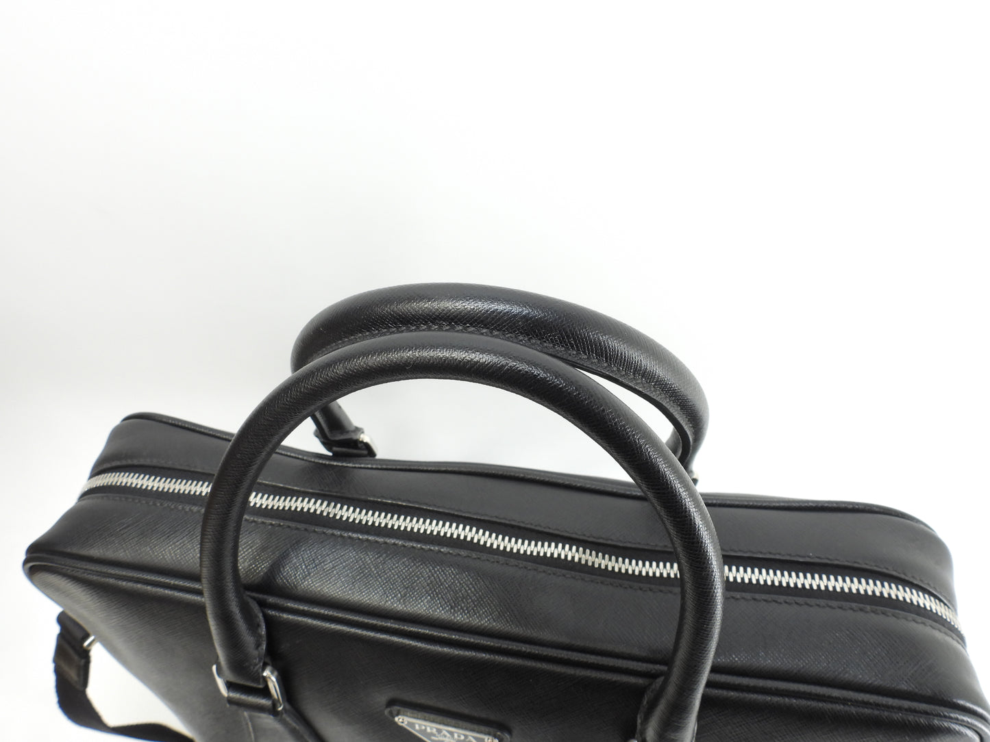 プラダ s付ブリーフケース 三角プレート サフィアーノ黒 書類カバン ドキュメントケース@208